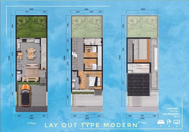 Layout rumah type modern