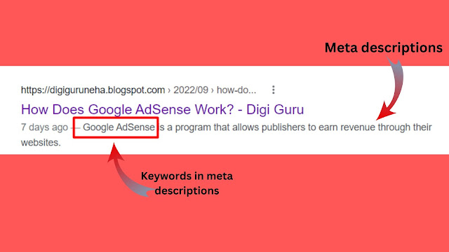 Keywords in meta descriptions