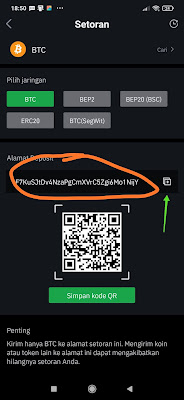 Cara mendapatkan Alamat BTC di Tokocrypto