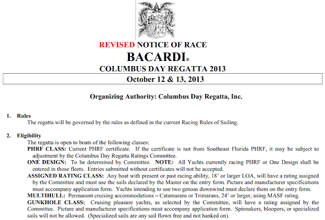If you are attend Columbus Day 2013 Regatta, click here to update information about notice of the race.