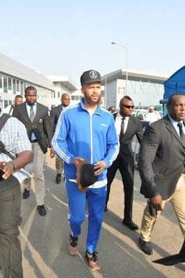 Photos: Singer Jidenna lands in Nigeria surrounded by heavy security