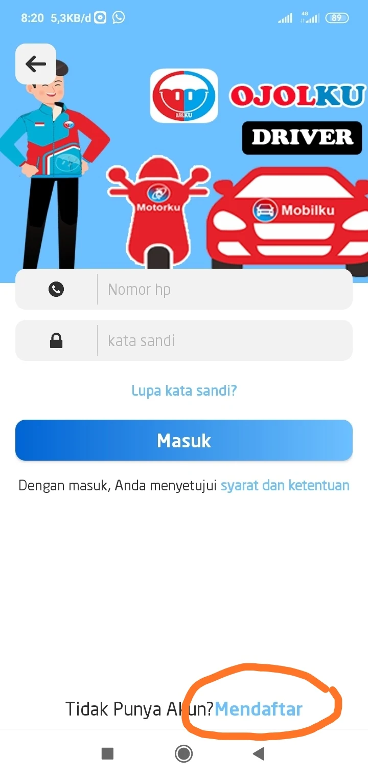 Daftar Ojolku Driver