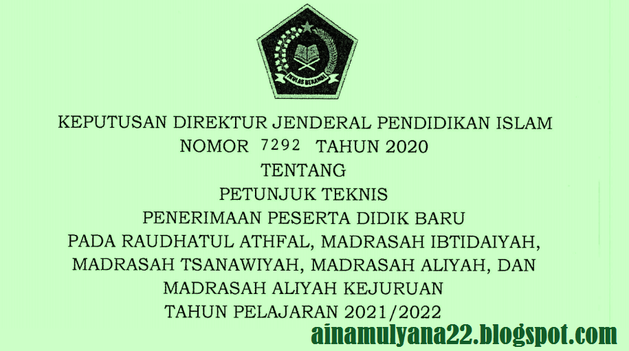 Juknis PPDB Madrasah (MI MTS MA MAK) Tahun Pelajaran 2021-2022