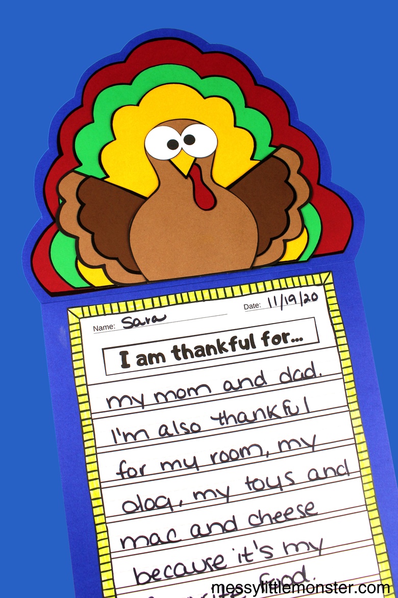 Thankful turkey Thanksgiving craft for kids