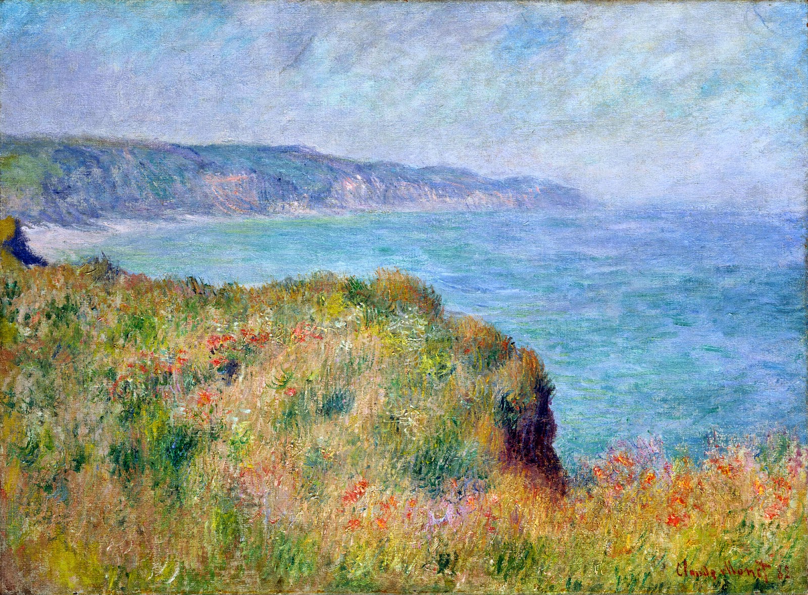 1882+On+the+Cliff+at+Pourville+oil+on+canvas+60