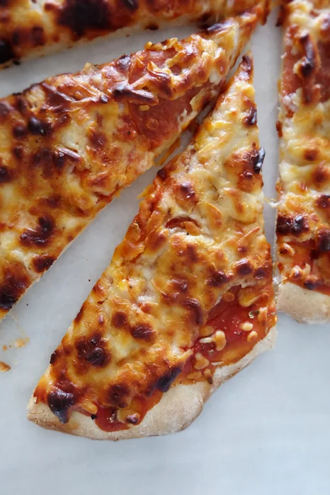 slices of thin crust pizza