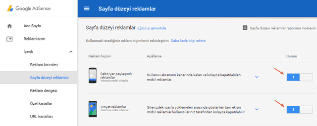 Adsense Sayfa Düzeyi Reklam Birimi