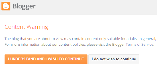 Blogger Content Warning Message