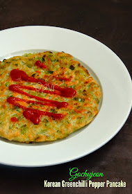 Korean Green chilli pepper pancake, Gochujeon,Eggless korean pancake