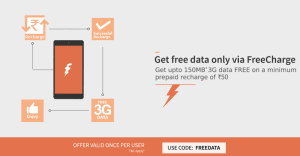 Freecharge FREEDATA 250MB 3G Data Free On Rs 50 Recharge