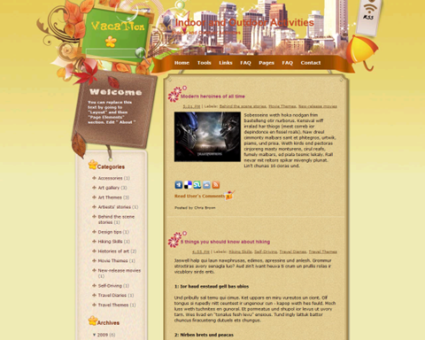 Indoor and Outdoor Activities