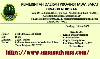Kalender Pendidikan (Kaldik) Tahun Pelajaran 2022/2023 Provinsi Jawa Barat Jenjang SD SMP SMA SMK SLB