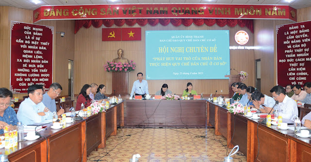 Quang cảnh hội nghị chuyên đề “Phát huy vai trò của Nhân dân thực hiện quy chế dân chủ ở cơ sở”. (Ảnh: AH)