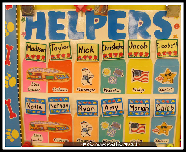 photo of: Kindergarten Helper Chart with Name Cards 