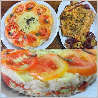 salmão e Arroz Integral de Forno