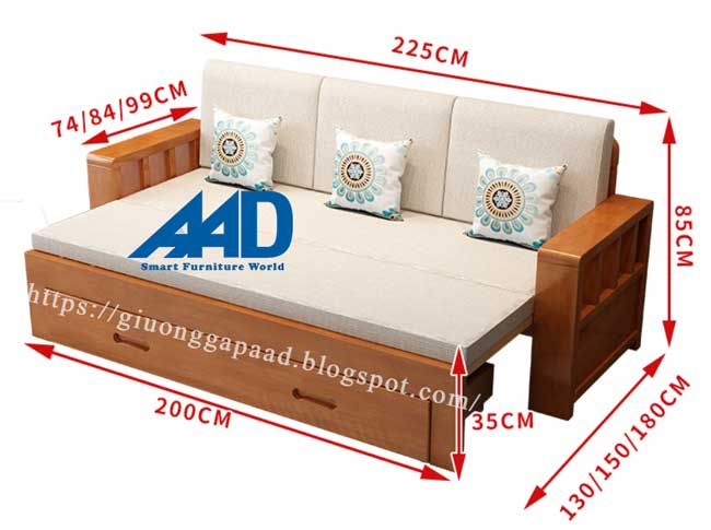 kích thước giường sofa đa năng