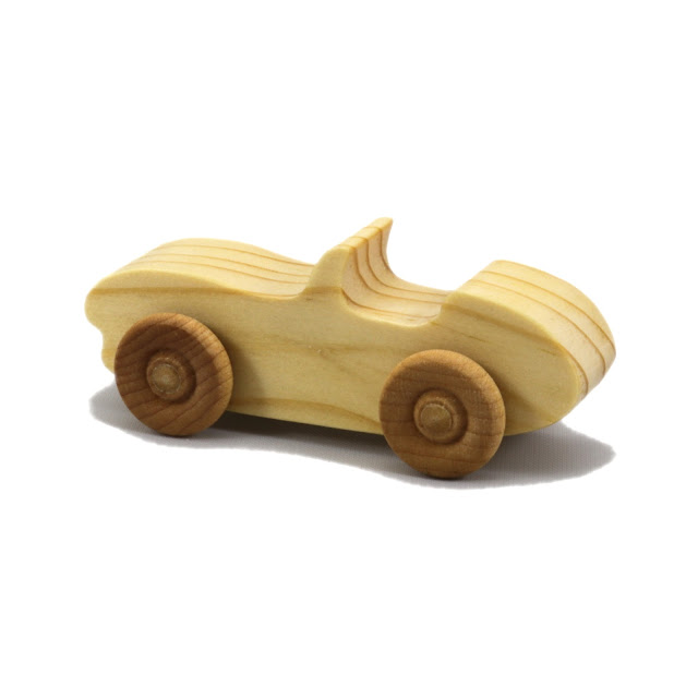 Wood Toy Car, Convertible Sports Coupe, Handmade and Finished with Mineral Oil and Bees Wax, Miniature Snazzy Ripsnorter