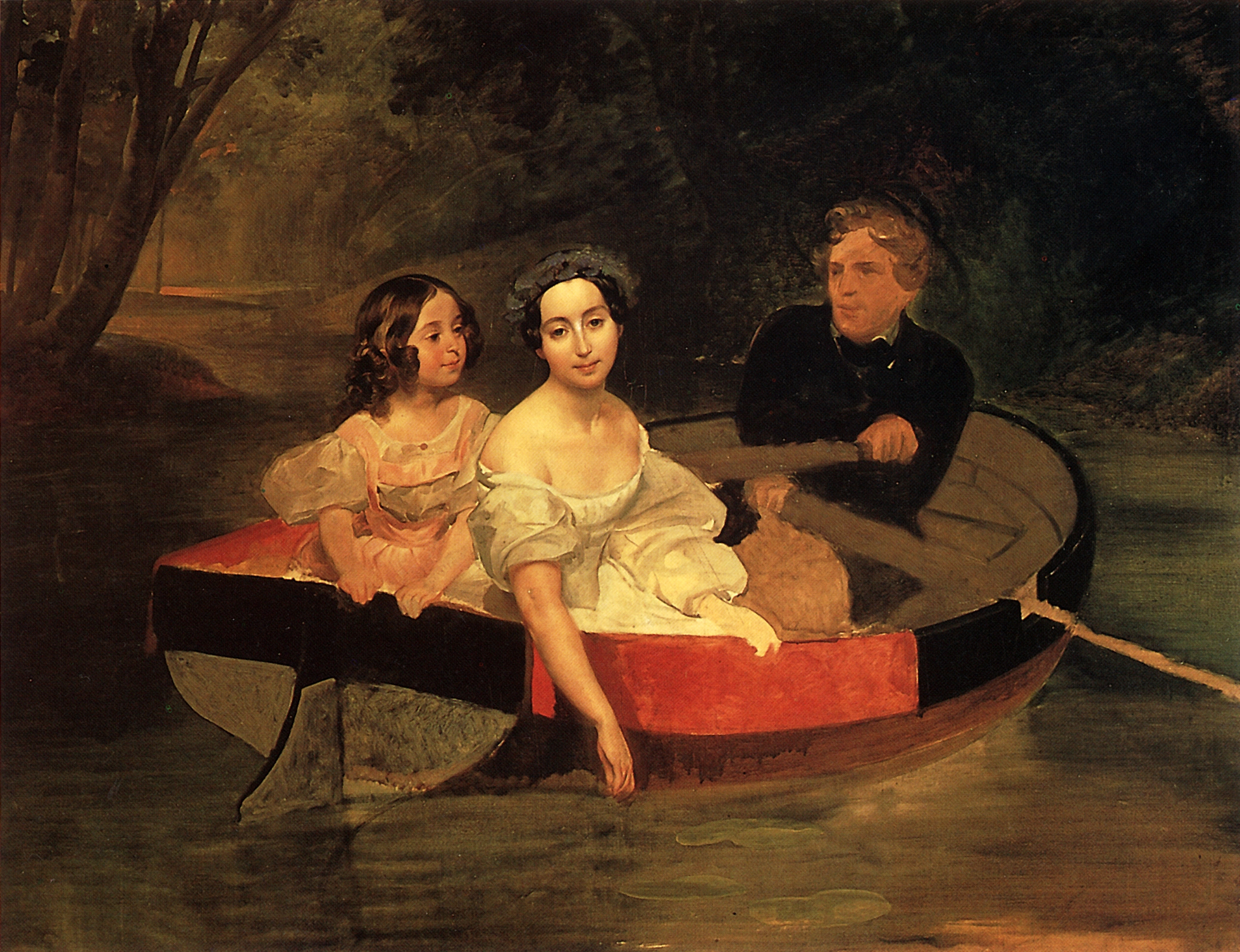 В лодке писатель. Брюллов портрет автора и е.н.Меллер-Закомельской с девочкой в лодке.