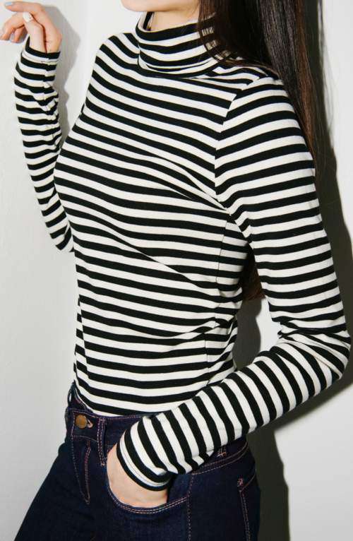  Striped Turtleneck Top