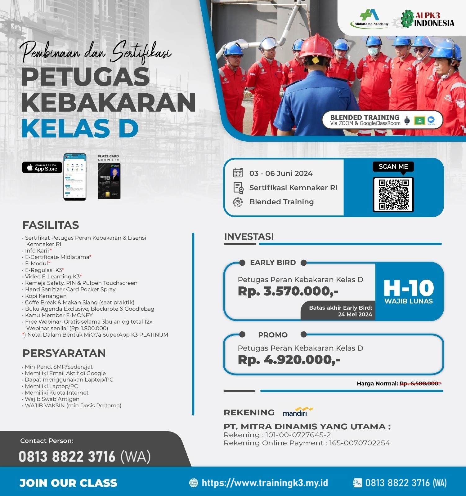 Training Petugas Damkar Kelas D tgl. 3-6 Juni 2024