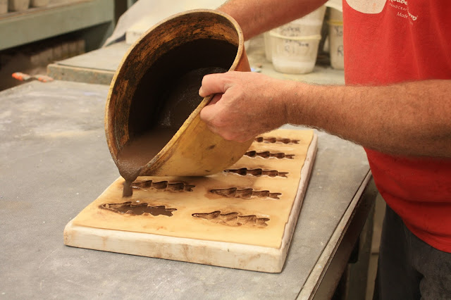 Pouring pieces at Isabel Bloom Studio in Davenport, Iowa