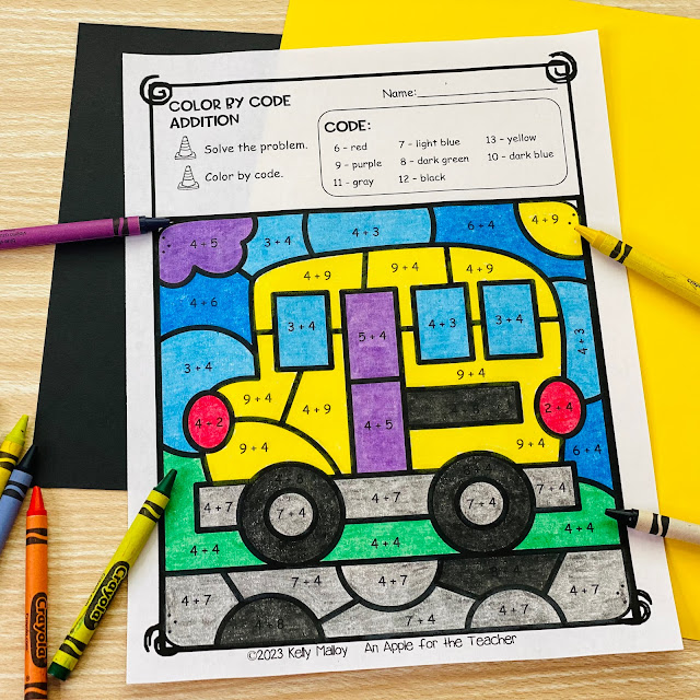 Rev Up Math Facts Skills with Transportation-Themed Addition Color by Number Worksheets
