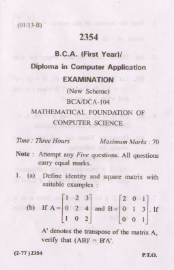 Mathematics Foundation of Computer Science BCA / DCA-104 ...