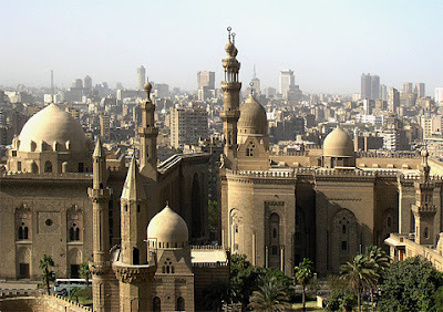 View of Sultan Hasan and al-Rifai mosque walls of the citadel