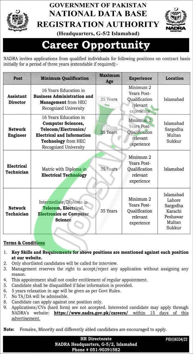 NADRA Jobs April 2023 National Database and Registration Authority