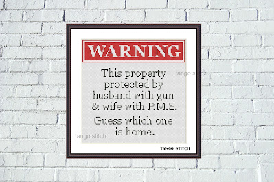 Warning Home Sweet Home funny cross stitch pattern