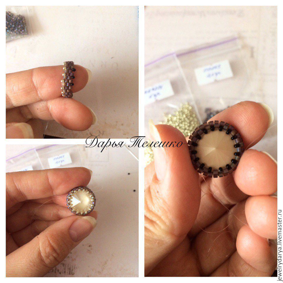 Create a denim brooch - a flower with a Swarovski crystal