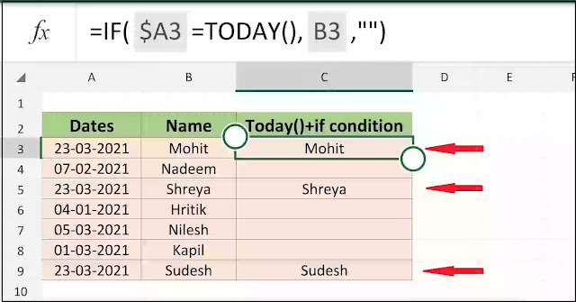 If today function in excel in hindi