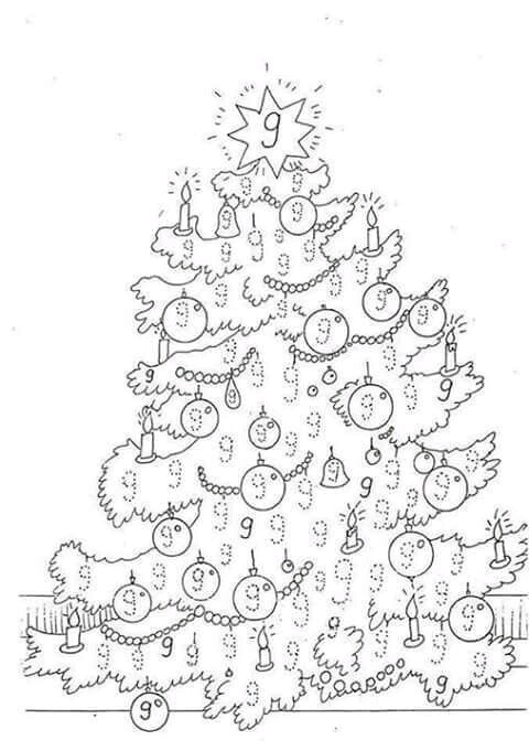 Number coloring pages free printable preschool trees