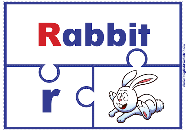 Letter R matching puzzle - printable English alphabet learning activity