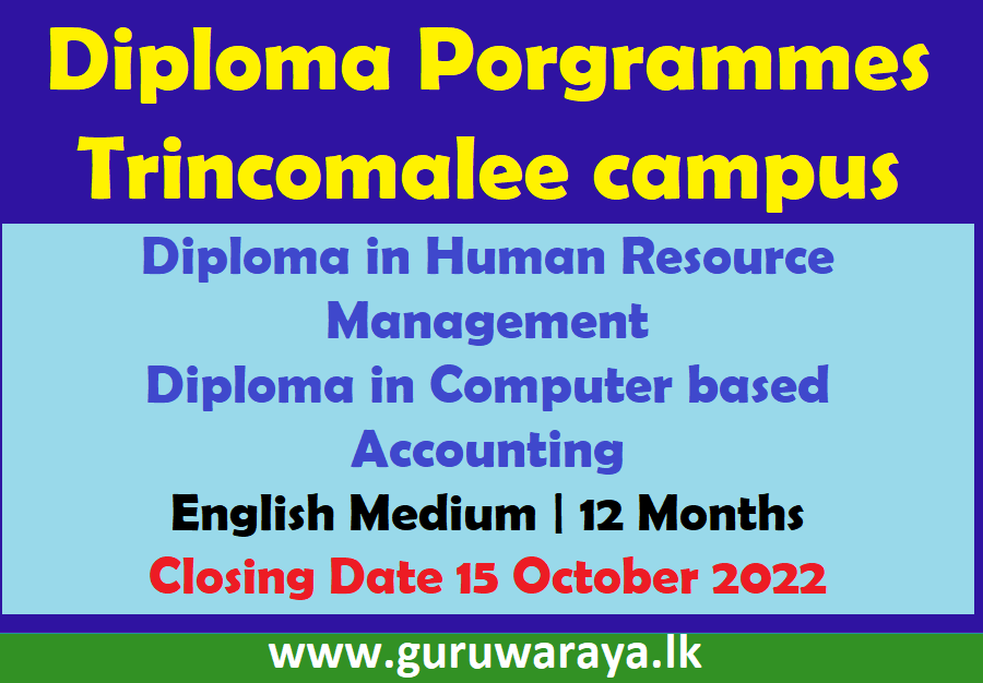 Diploma Programmes - Trincomalee campus