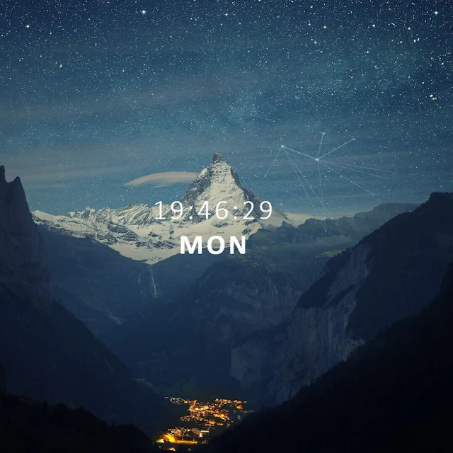 Mountains & Digital Clock Wallpaper Engine