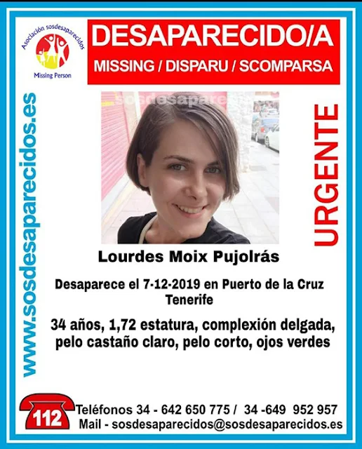 Lourdes Moix Pujolrás, mujer desaparecida en Puerto de La Cruz, Tenerife