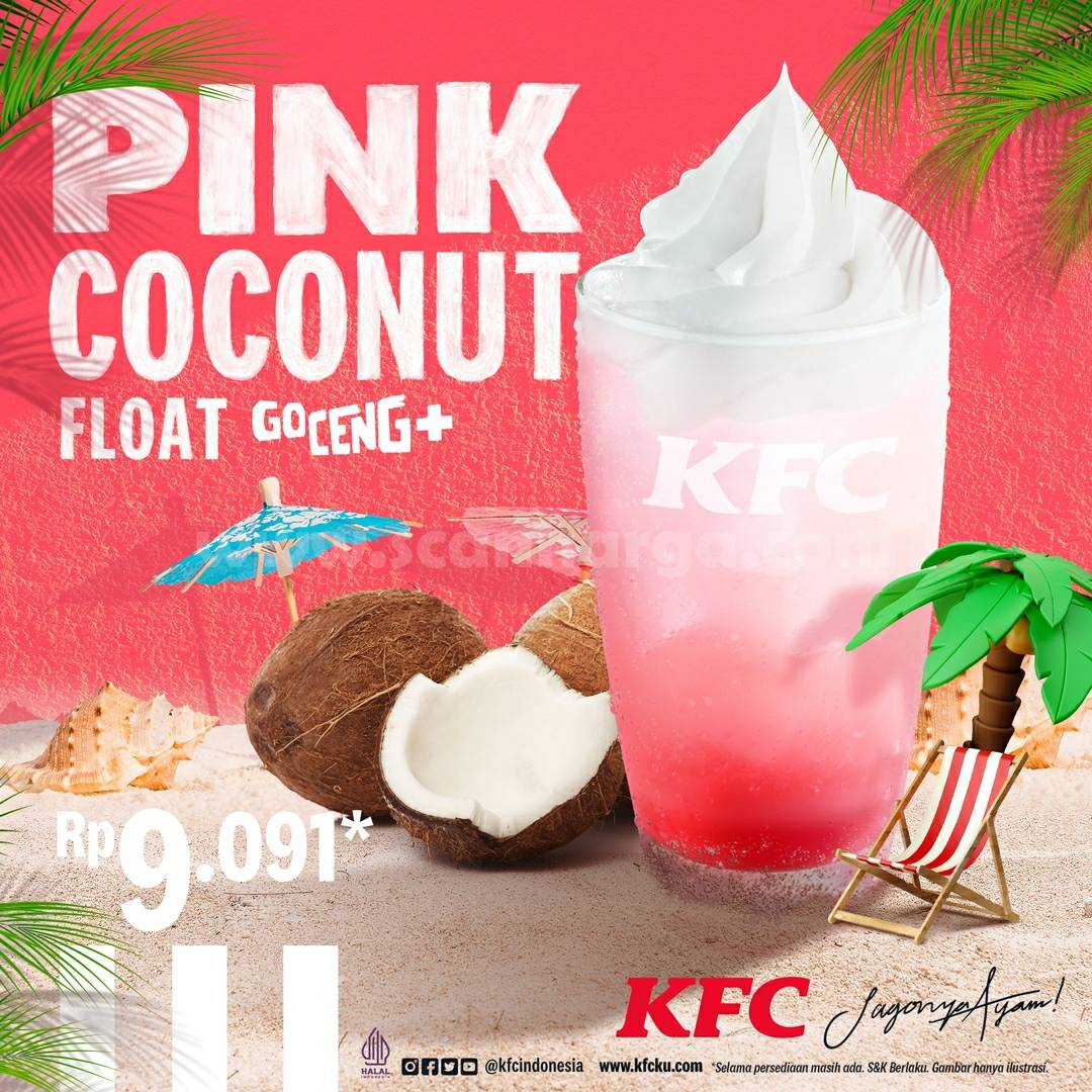 KFC PINK COCONUT FLOAT GOCENG+ BARU dari KFC – Harga Hanya Rp. 9.091,-