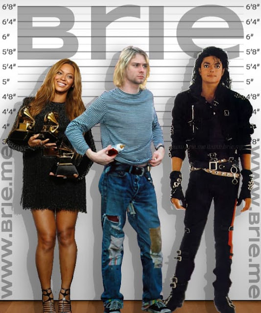 Kurt Cobain standing with Beyonce and Michael Jackson