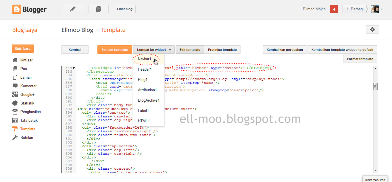 Tampilan Baru Blogger Template HTML Editor