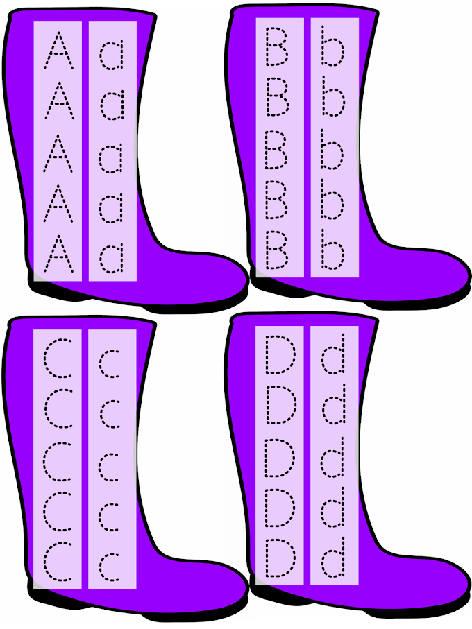 Rainboots Letter Tracing for Kindergarten Worksheets A-Z Letters