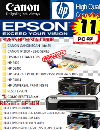 COLECCION DRIVERS VOL 11 PARA IMPRESORAS Y RESETADORES EPSON