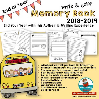 writing prompts for end of year, memory book, teaching resource
