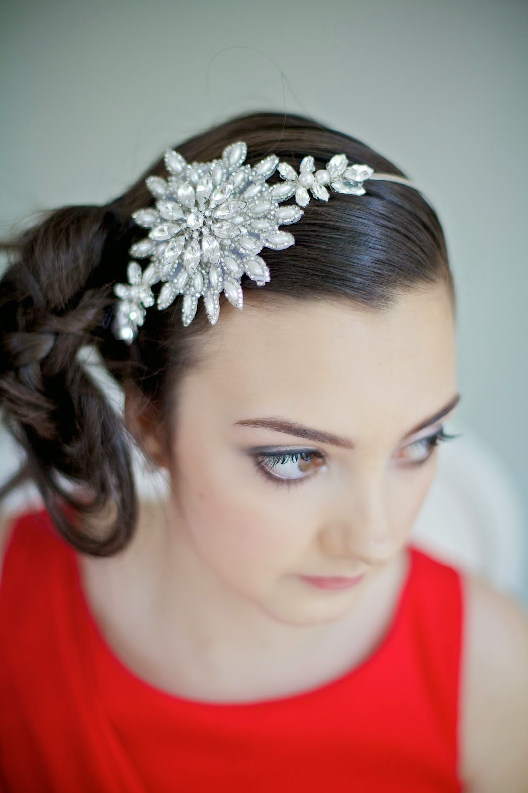 Bridal hair accessories 2014 side headband with white star and seed beads