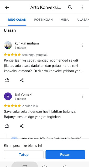 Testimoni Pelanggan Arto Konveksi