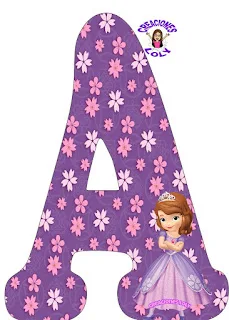 Abecedario Morado con Florecitas y la Princesa Sofía.