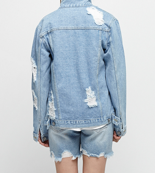 Light Wash Distressed Denim Jacket