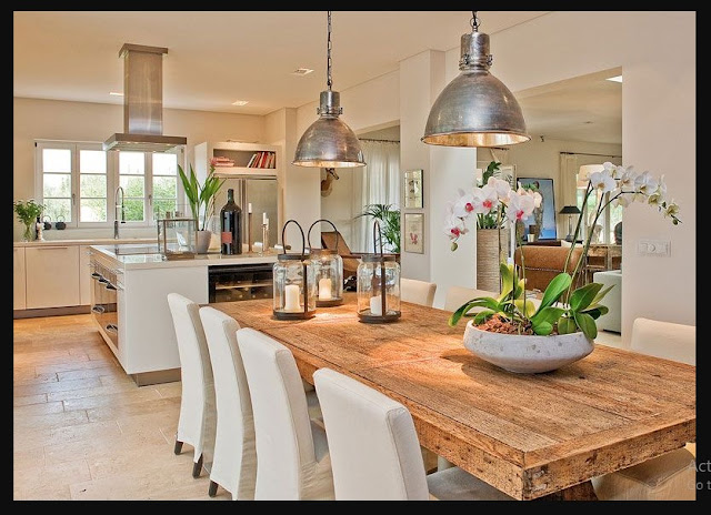Open Kitchen Design Ideas with wooden diningroom table
