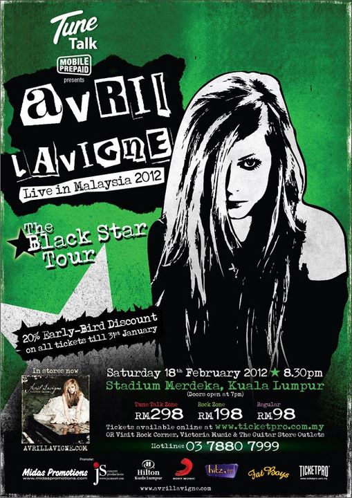 Went to Avril Lavigne's The Black Star Tour Live in Malaysia 2012 on last