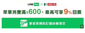 【拿坡里】線上訂購，LINE Pay 最高享9%點數回饋